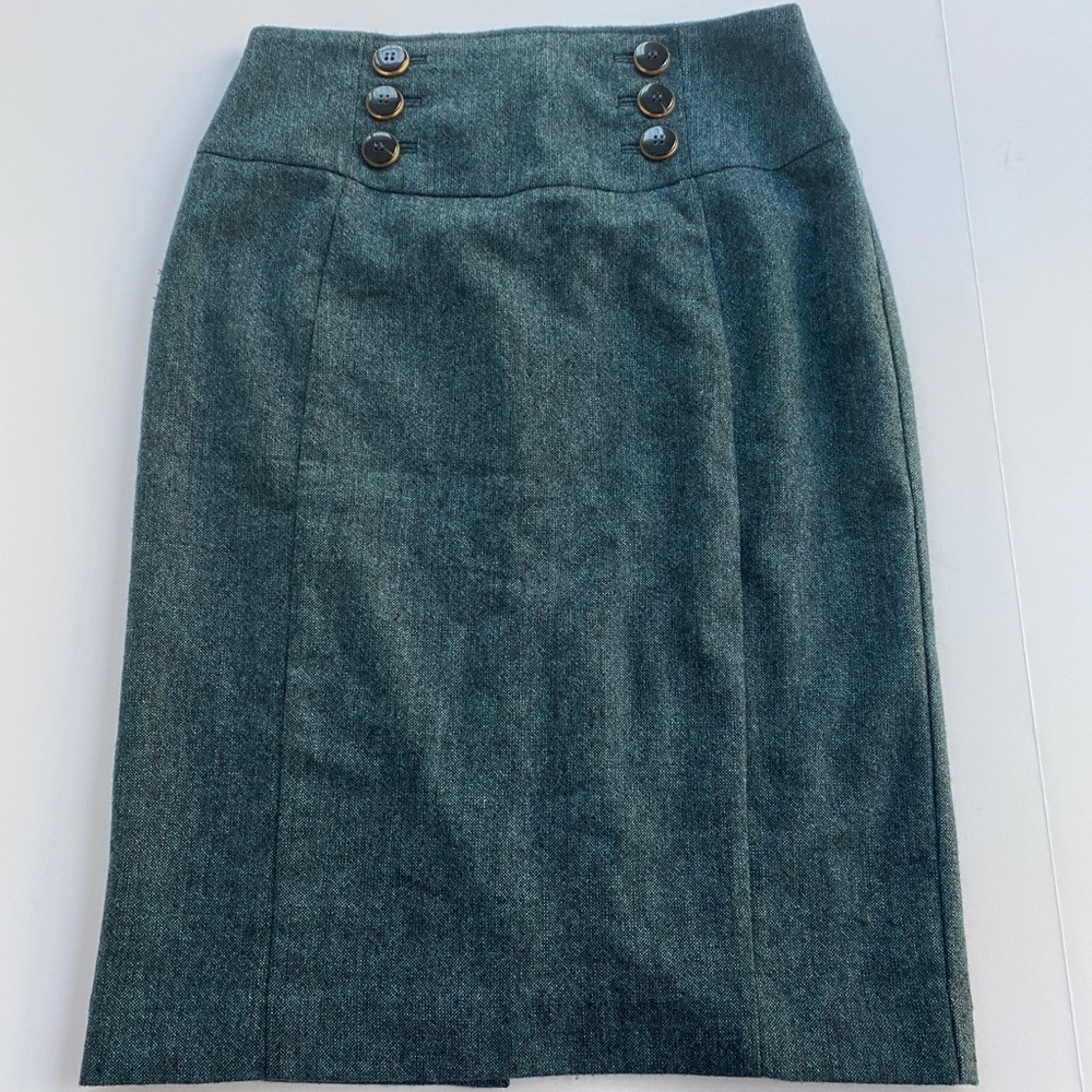 Express Green Wool Blend Pencil Skirt Leopard Sz 4